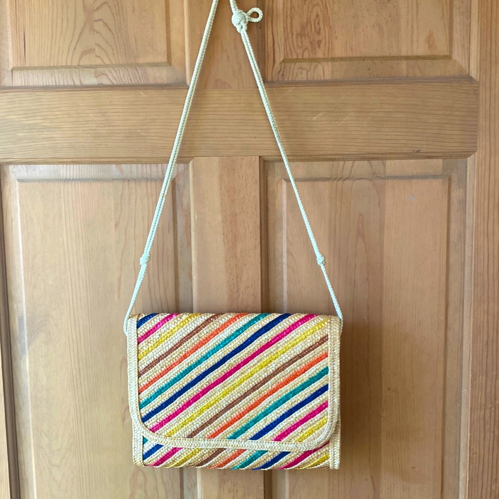 VINTAGE 1960-1970 Lesco Striped Straw Cross body bag